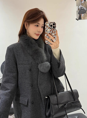 玥儿小众约大气西装外套羽绒服(配围脖)(含90白鸭绒)57869