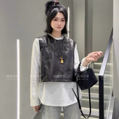 玥儿26年早春荔枝纹Pu皮百搭马甲P8011