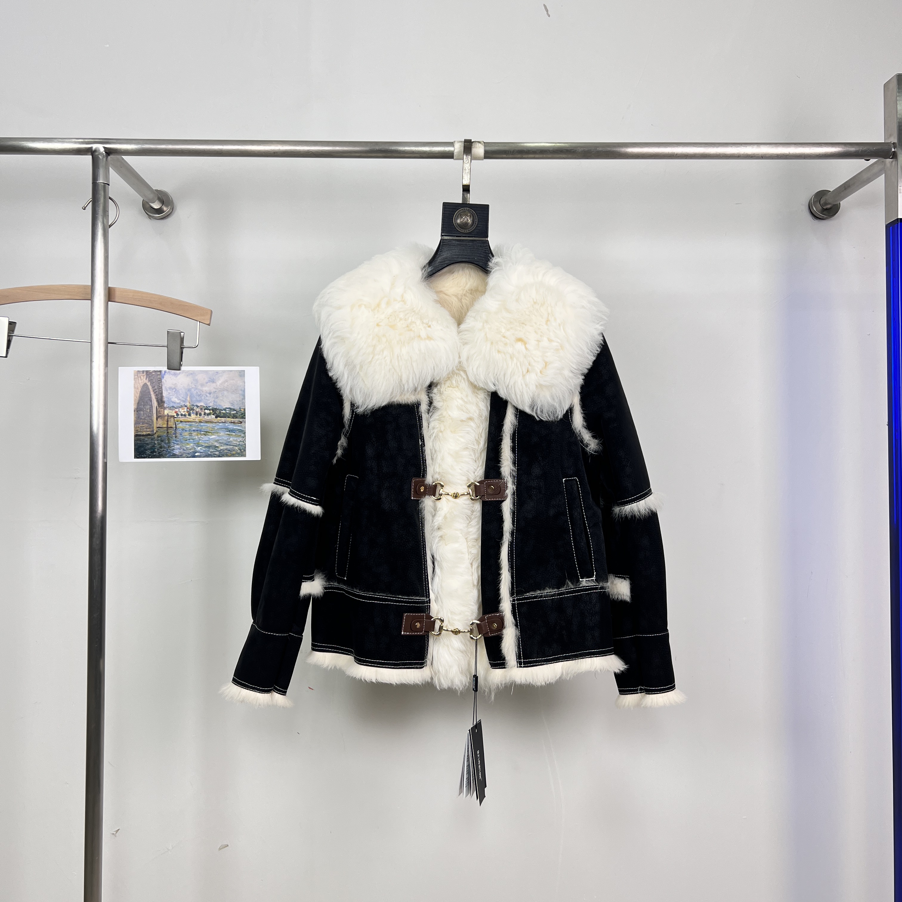 玥儿家皮毛一体保暖外套女冬装皮草(含100兔毛)YY+005