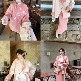 YS1 含100绵羊毛 W344 位刺绣两面穿羊毛外套 玥儿家国风新中式