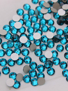 进口施钻水钻平底圆形水钻229蓝锆石华子美甲美容贴钻手工DIY配件