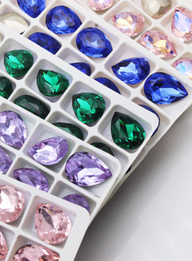 尖底美甲水滴款10*14MM异形指甲饰品水钻绿色手工DIY穿戴甲配钻