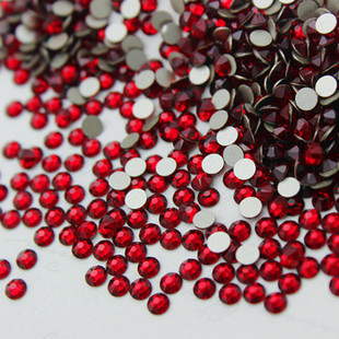 进口奥钻平底圆形208深红色玻璃华子美甲钻指甲饰品奥地利水晶