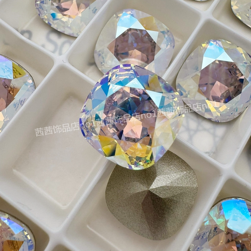 进口奥钻施钻4470华子肥方8MM001SHIM闪烁白美甲钻指甲饰品贴钻
