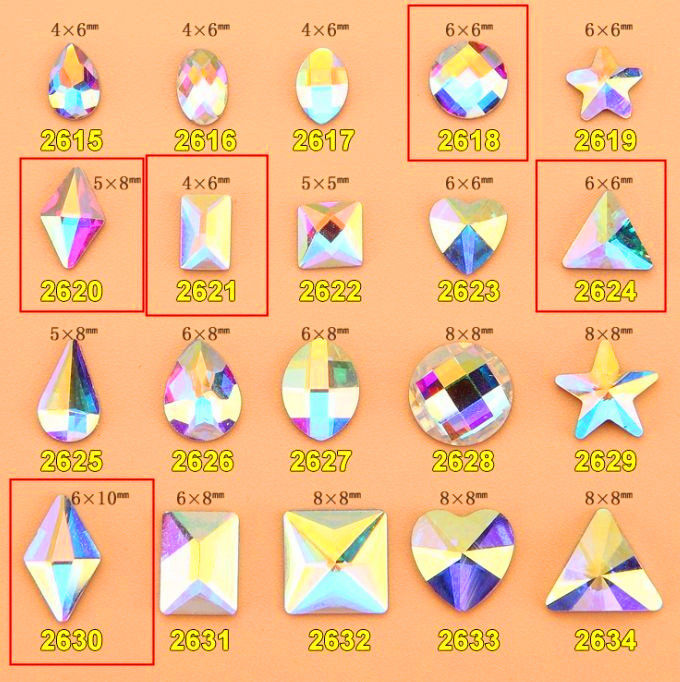 平底幻彩异形钻彩色钻DIY饰品配件美甲钻指甲贴钻三角菱形五角星