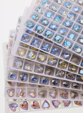 东洲水晶尖底桃心水钻粉色月光白色炫彩8MM美甲爱心手工DIY饰品闪