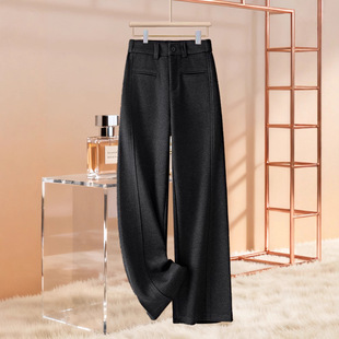 阔腿裤女加绒加厚秋冬季醋酸羊毛呢裤子2025新款高腰宽松休闲垂感