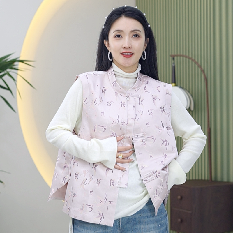 【蝶舞】提花刺绣柔光缎马甲新中式百蝶纹温婉贵气大码春季外搭女