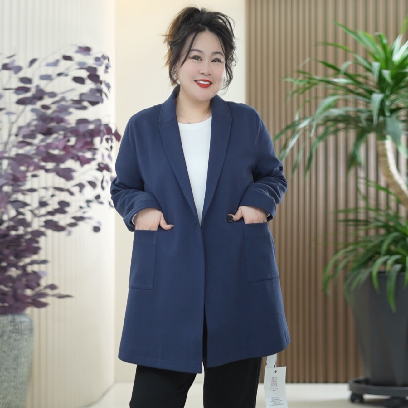 初本棉西服外套女大码平驳领显瘦气质秋季廓形休闲挺括一手长西装