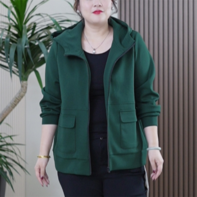 柏拉图茧型连帽短款外套云朵进口棉莫代尔大码时尚弹力秋季上衣女