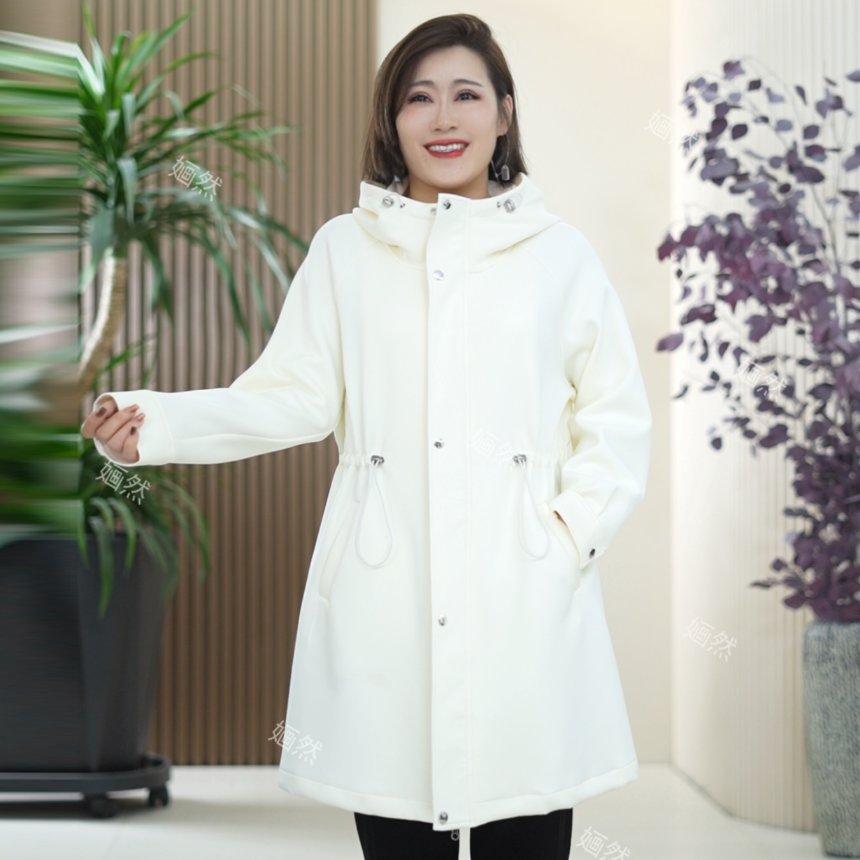 意大利Microtex系列纸片人外套进口棉可调挽袖阔版大码秋季风衣女