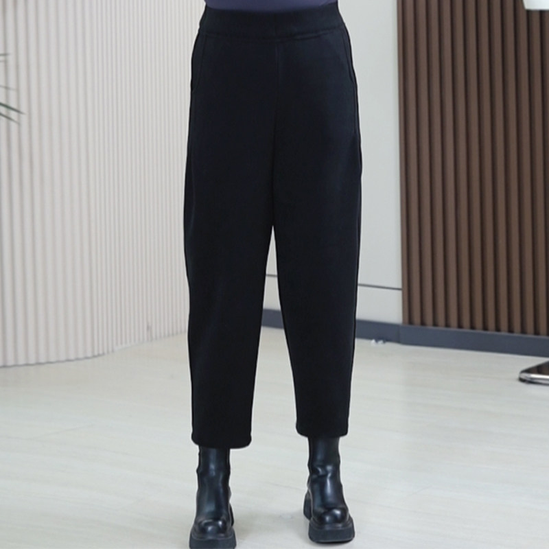 直筒三层真德绒防风裤女大码百搭时尚大码显瘦哈伦九分休闲长裤潮