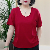 莱赛尔天丝T恤女捏褶夏季 细螺纹超高弹力裸感冰凉柔软舒适垂上衣