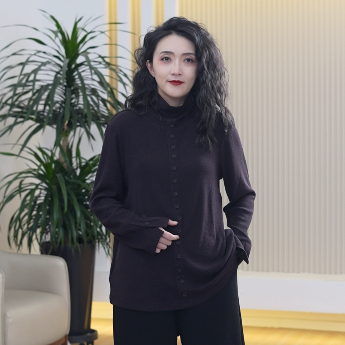 莱赛尔天丝兔毛针织衫半高领大码飞飞袖高弹力秋冬季T恤打底衫女