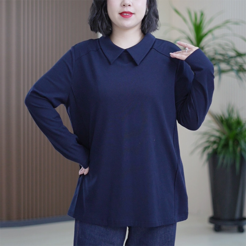 娃娃领显瘦休闲打底衫女