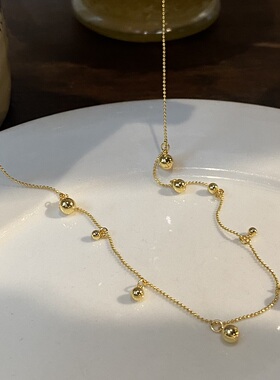 欧美简约小金豆豆锁骨链