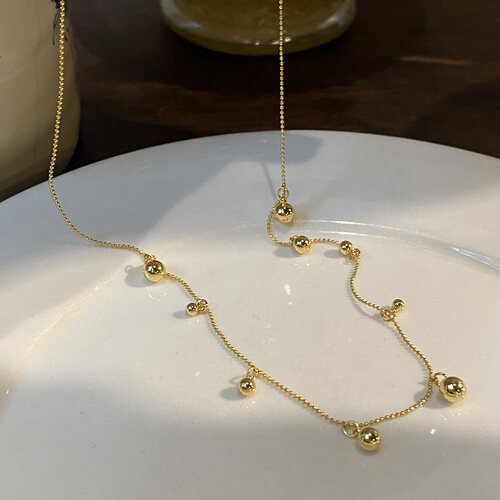 欧美简约小金豆豆锁骨链