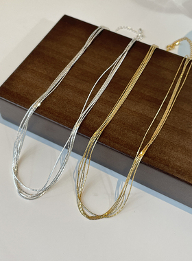 法式千丝万缕5层蛇骨锁骨链