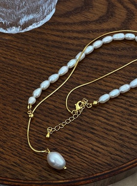 优雅气质天然珍珠抽绳项链