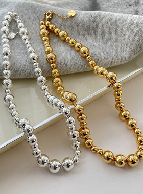 吴小历同款抛光圆球项链