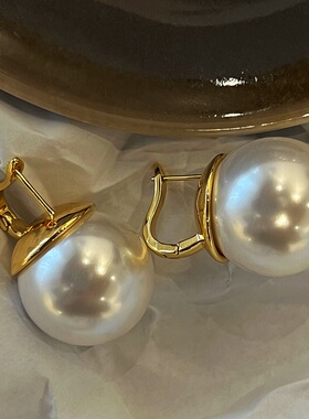 LJW 法式时尚气质高级感百搭大颗珍珠耳扣耳钉耳饰轻奢耳环饰品女