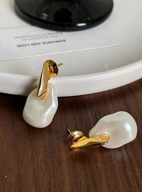 LJW 法式复古仿巴洛克大巴珍珠耳环轻奢高级感小众设计气质耳坠女