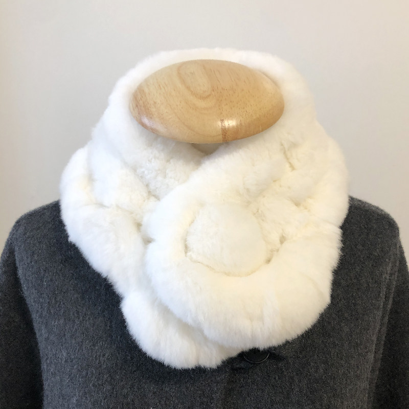 獭兔毛围巾韩版女冬季秋冬米色皮草毛领毛绒围脖赖懒毛毛真毛