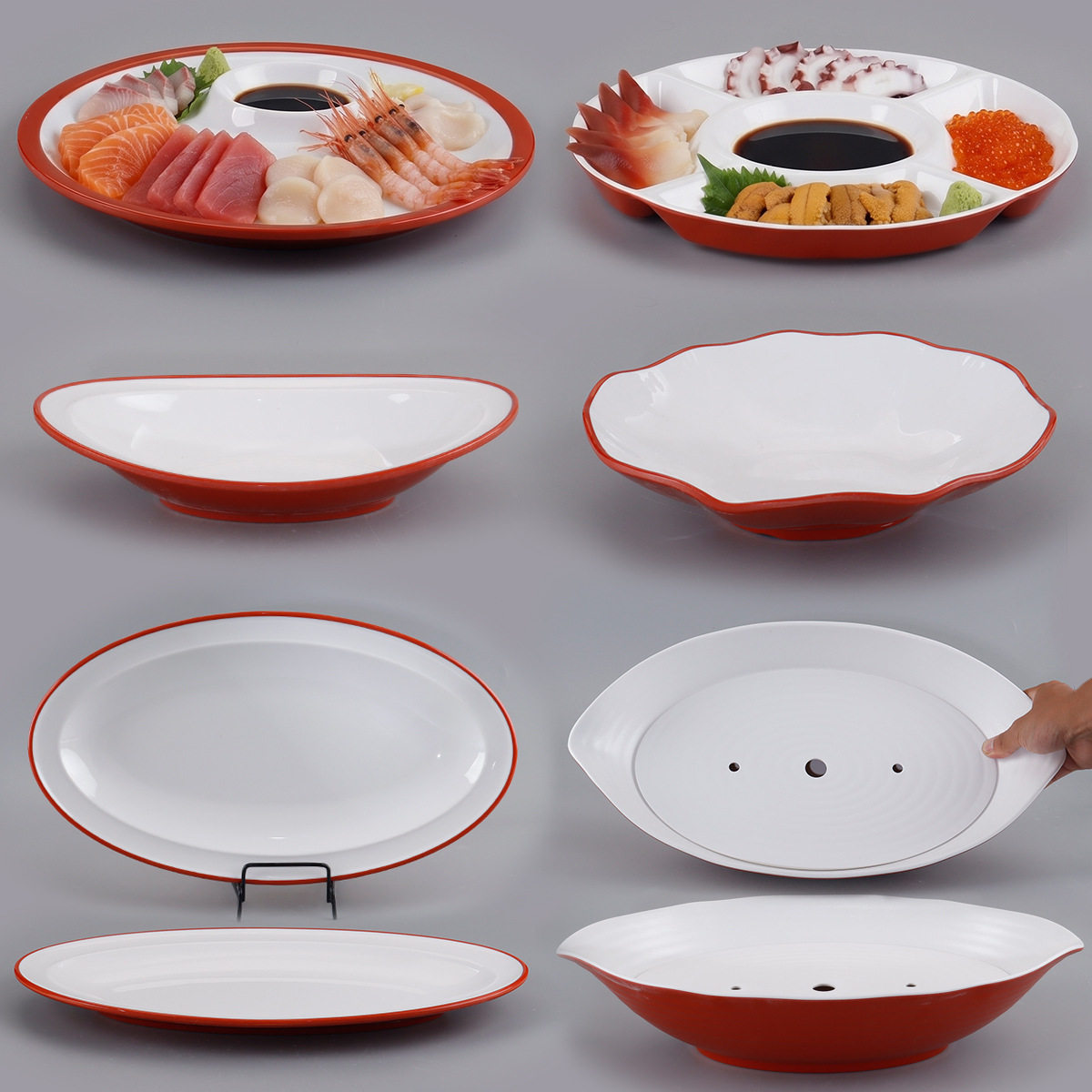 密胺餐具高级感仿瓷分格盘专用