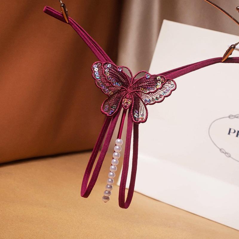 女士珍珠内裤性感激情刺绣一根绳t字免脱开档辣勒火爆蕾丝丁字裤