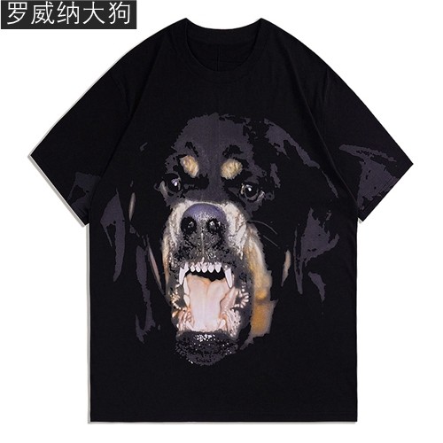 thumbnail for New Trendy Brand Rottweiler Large Dog Short-Sleeve T-Shirt, Bad Boy Couple Outfit, Loose Pure Cotton Half-Sleeve Unisex T-Shirt