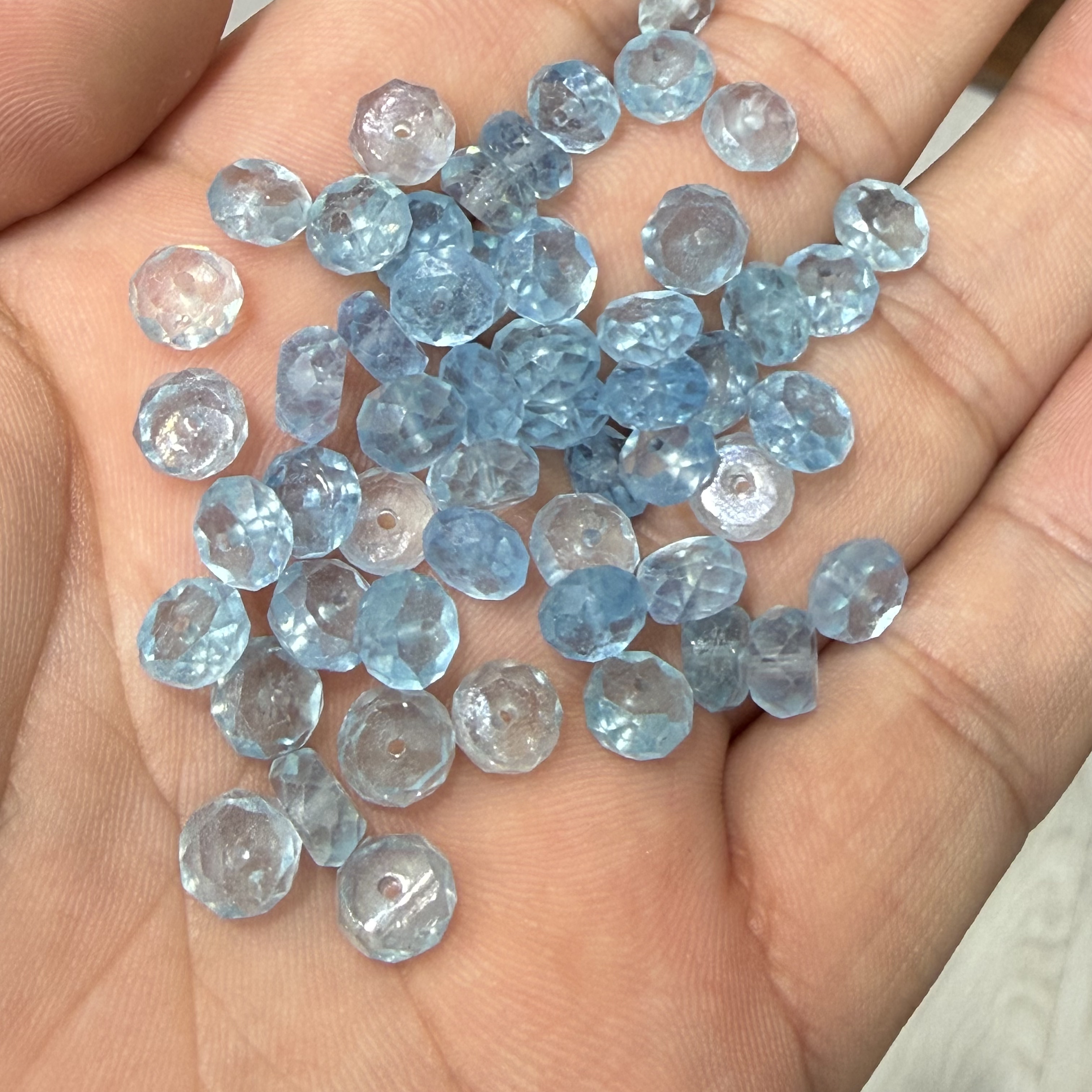 天然海蓝宝切面裸石隔片水晶弯管