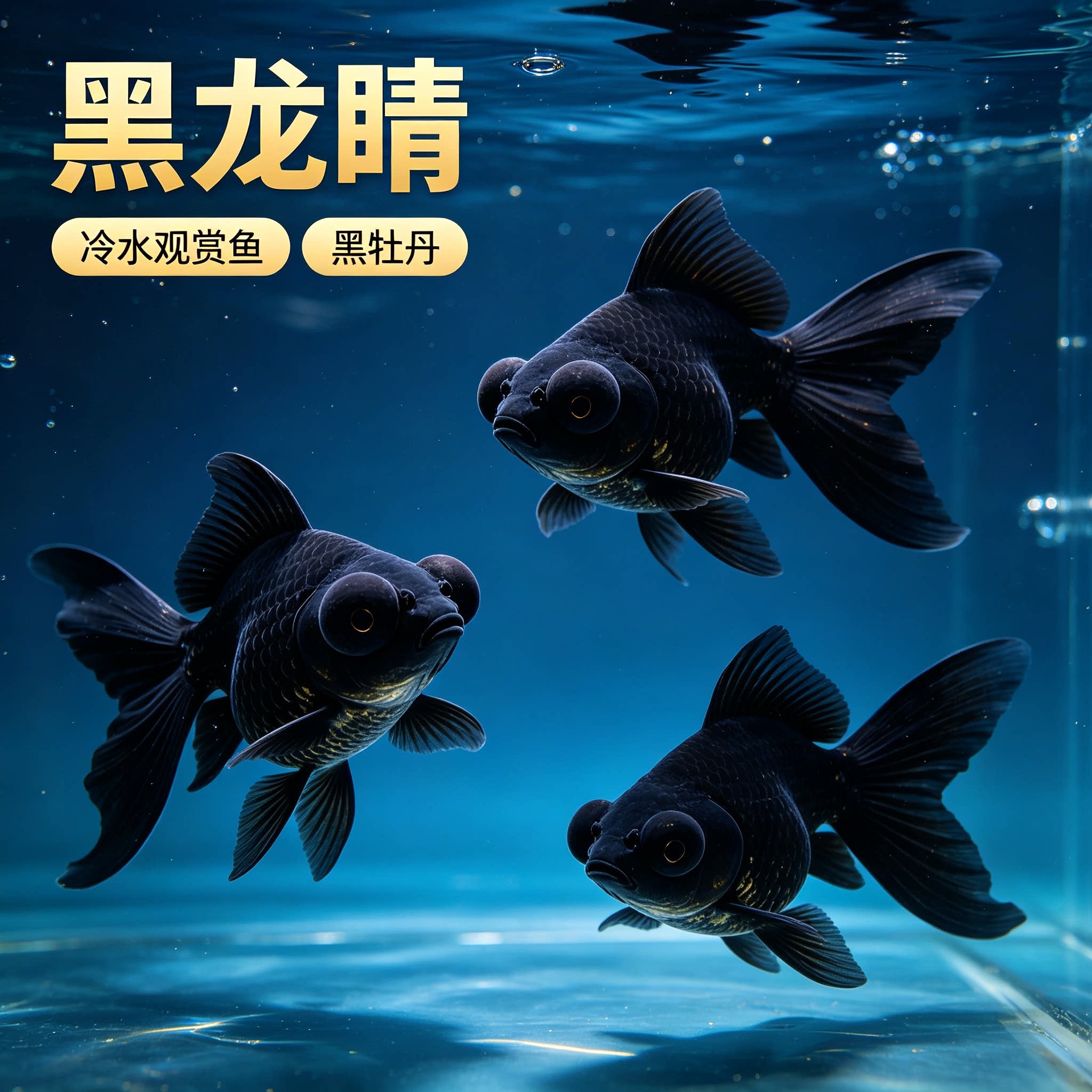 黑龙晴金鱼蝶尾金鱼鸿运当头大眼鱼黑金鱼好养耐活小型冷水观赏鱼