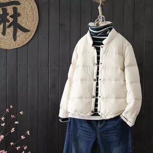 反季清仓轻薄羽绒服女短款2025年秋冬新款立领宽松白鸭绒轻便外套