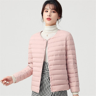 内胆轻薄羽绒服女款短款无领2025秋冬薄款大码白鸭绒轻便内穿打底