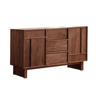 北美黑胡桃木实木餐边柜骨骼线中古客厅电视柜收纳斗柜卧室床头柜