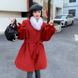 可脱卸围脖2025冬新款90白鸭绒毛呢大衣13212-P285-K428，女装毛呢外套，2C013
