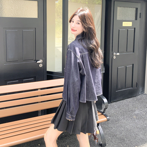 复古美式短款牛仔外套女春秋超火好看高级小众气质感宽松减龄外套图片