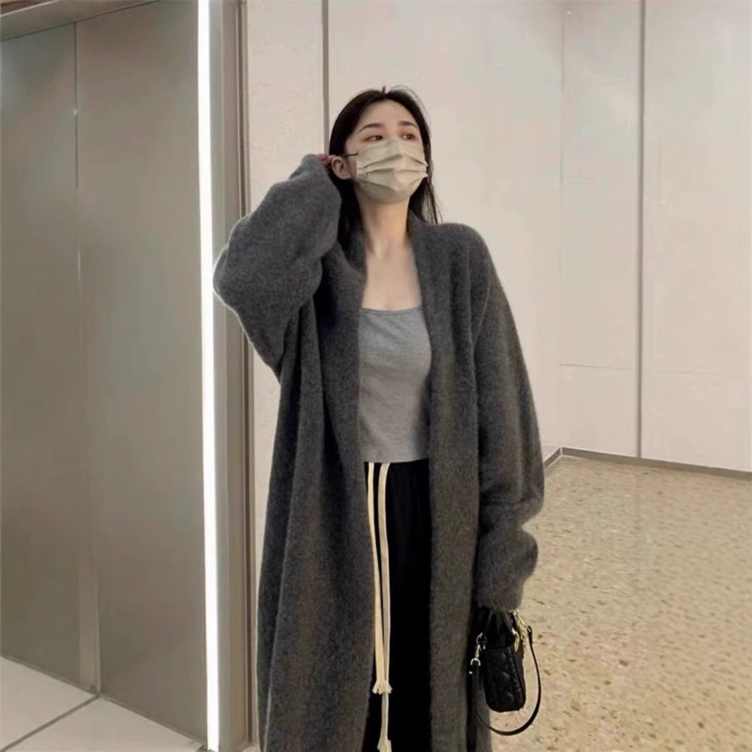 秋季新款KANING灰色针织开衫女中长款过膝慵懒风薄款百搭毛衣外套,女装/女士精品,毛针织衫,淘宝优惠券,粉丝福利购,淘宝优惠卷