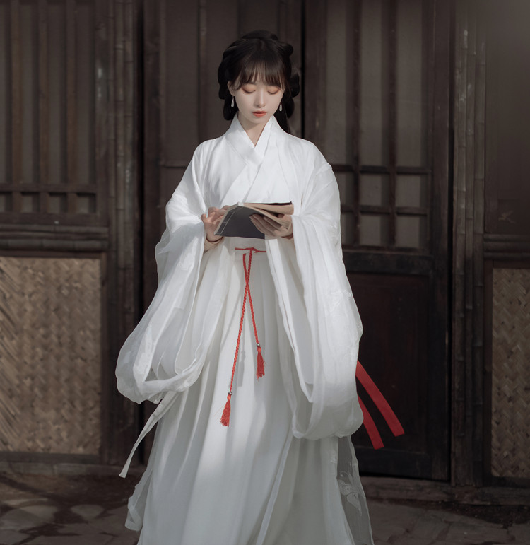 原创设计汉服霜雪魏晋风齐腰神明少女襻膊3米摆古风汉服套装