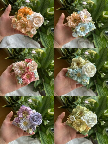 手工冰箱贴，粘土裱花，8.5cm直径