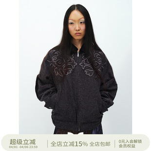 SQUARE 方圆花纹贴布绣灯芯绒翻领vintage质感棉服外套 CIRCLE