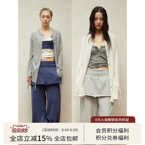 SQUARE CIRCLE 方圆绵羊毛羊驼毛氛围感系带抽绳慵懒微透毛衣开衫