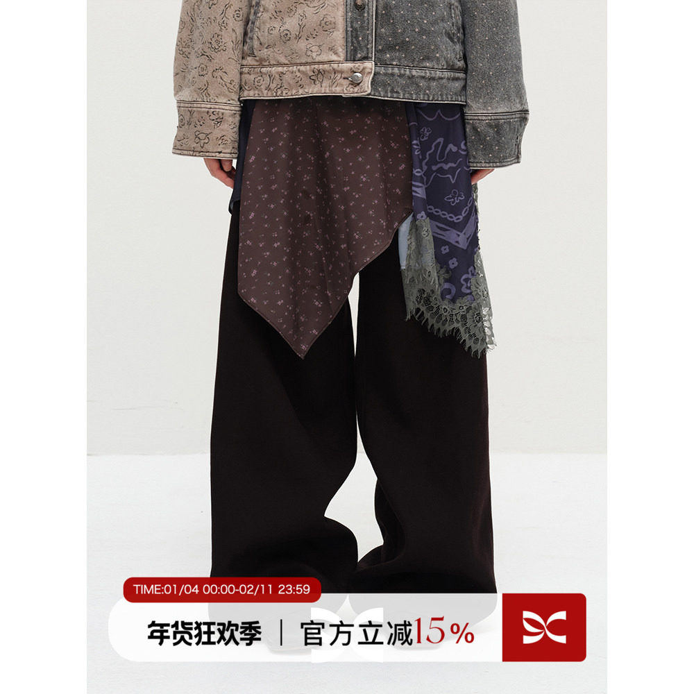 SQUARE CIRCLE 方圆原创碎花印花拼接蕾丝不规则下摆丝巾裙裤,女装/女士精品,休闲裤,淘宝优惠券,粉丝福利购,淘宝优惠卷