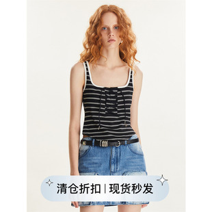 经典 黑白条纹绑带背心女设计感小众吊带上衣 circle方圆 square