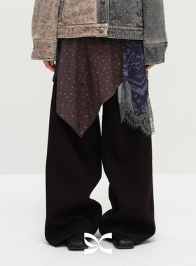 SQUARE CIRCLE 方圆原创碎花印花拼接蕾丝不规则下摆丝巾裙裤