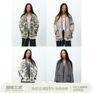 方圆新中式 正反两穿绣花条纹廓形薄羽绒保暖外套 CIRCLE SQUARE