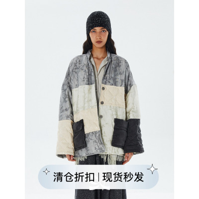 正反两穿拼色提花廓形羽绒