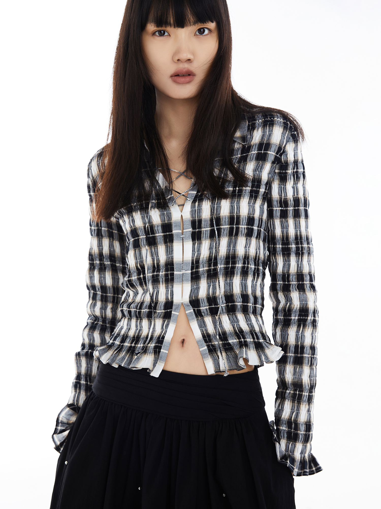 squarecircle方圆抽皱修身衬衣