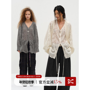 Square Circle 方圆马海毛蝙蝠袖坎肩上衣慵懒毛衣开衫罩衫外套