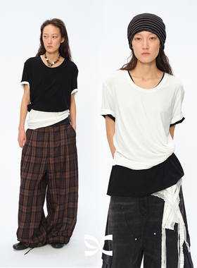 Square Circle方圆经典U领正肩基础纯色打底上衣叠穿T恤短袖